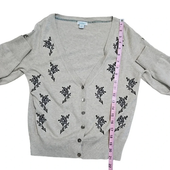 Sundance Small Meadow Dreams Beige Black Floral Cotton Cardigan Sweater Boho Y2K - Picture 7 of 7